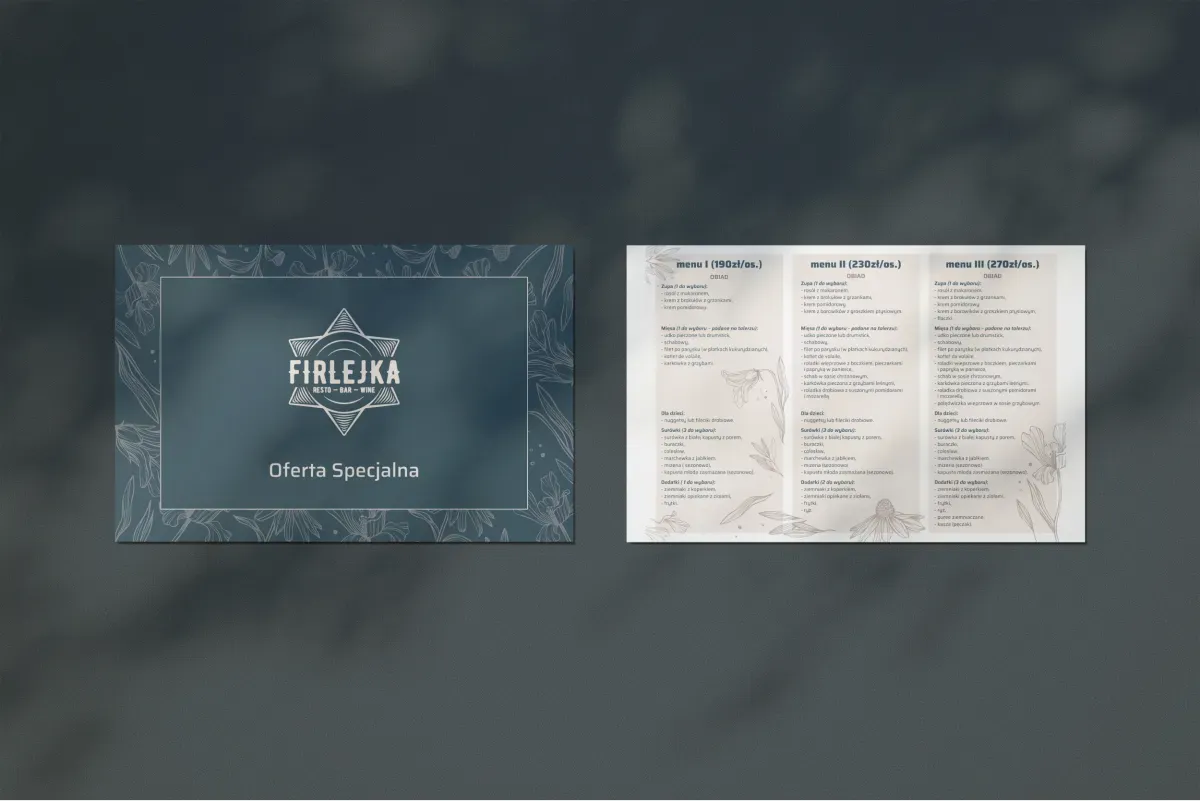 Firlejka special menu pages one and two