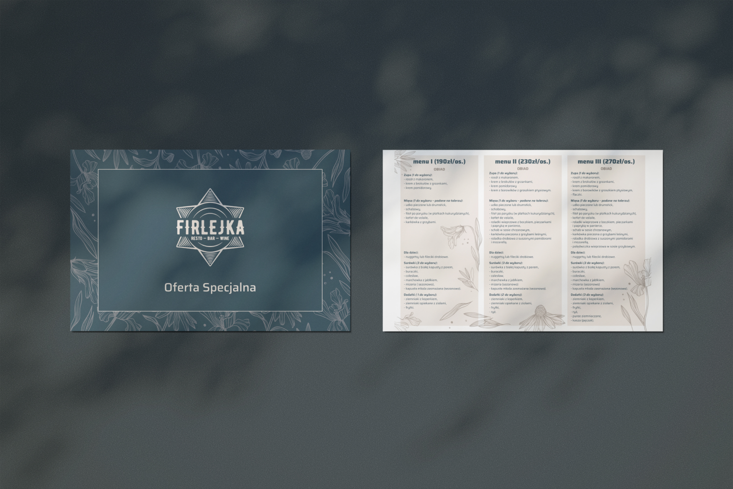 Firlejka menu specjalne 1