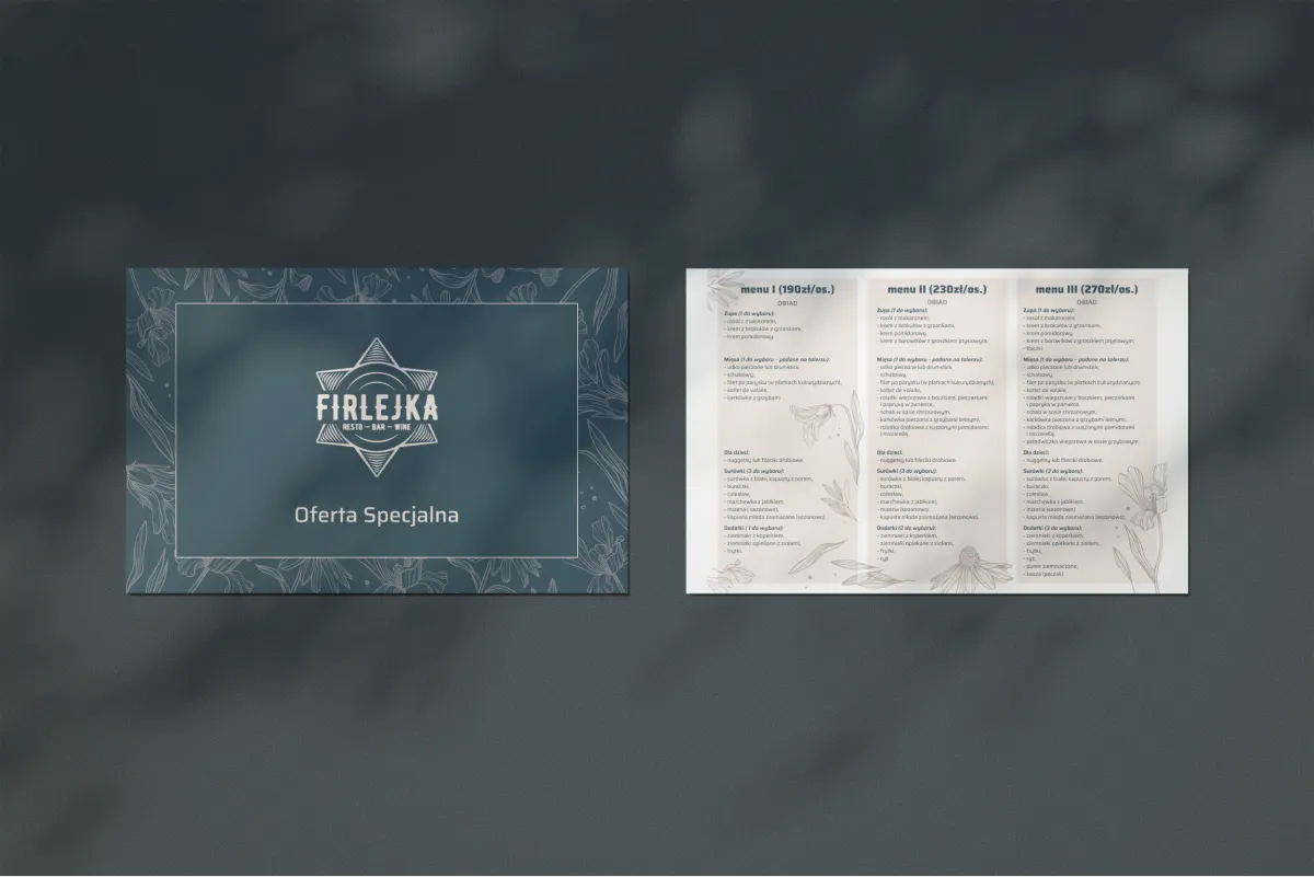 Firlejka special menu pages one and two