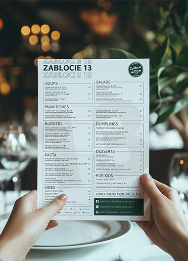 Restaurant menu