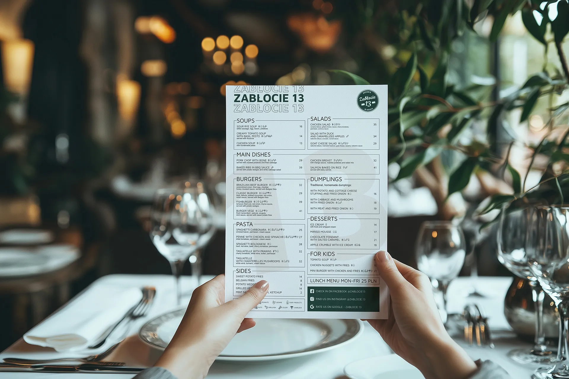 Restaurant menu mockup